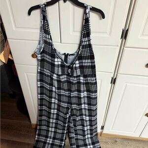 Plaid Black and White Jumpsuit